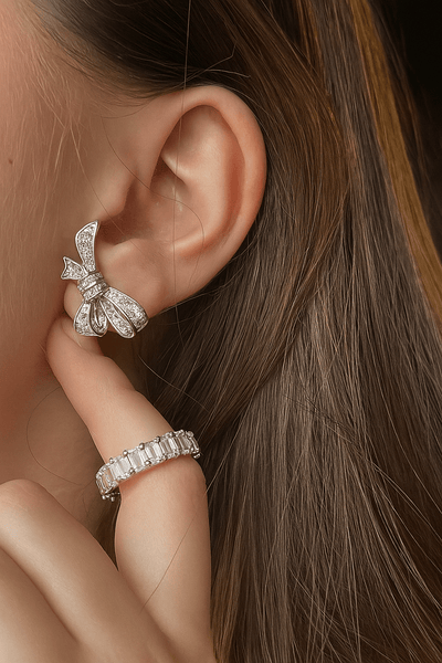 Silver Bow Earring